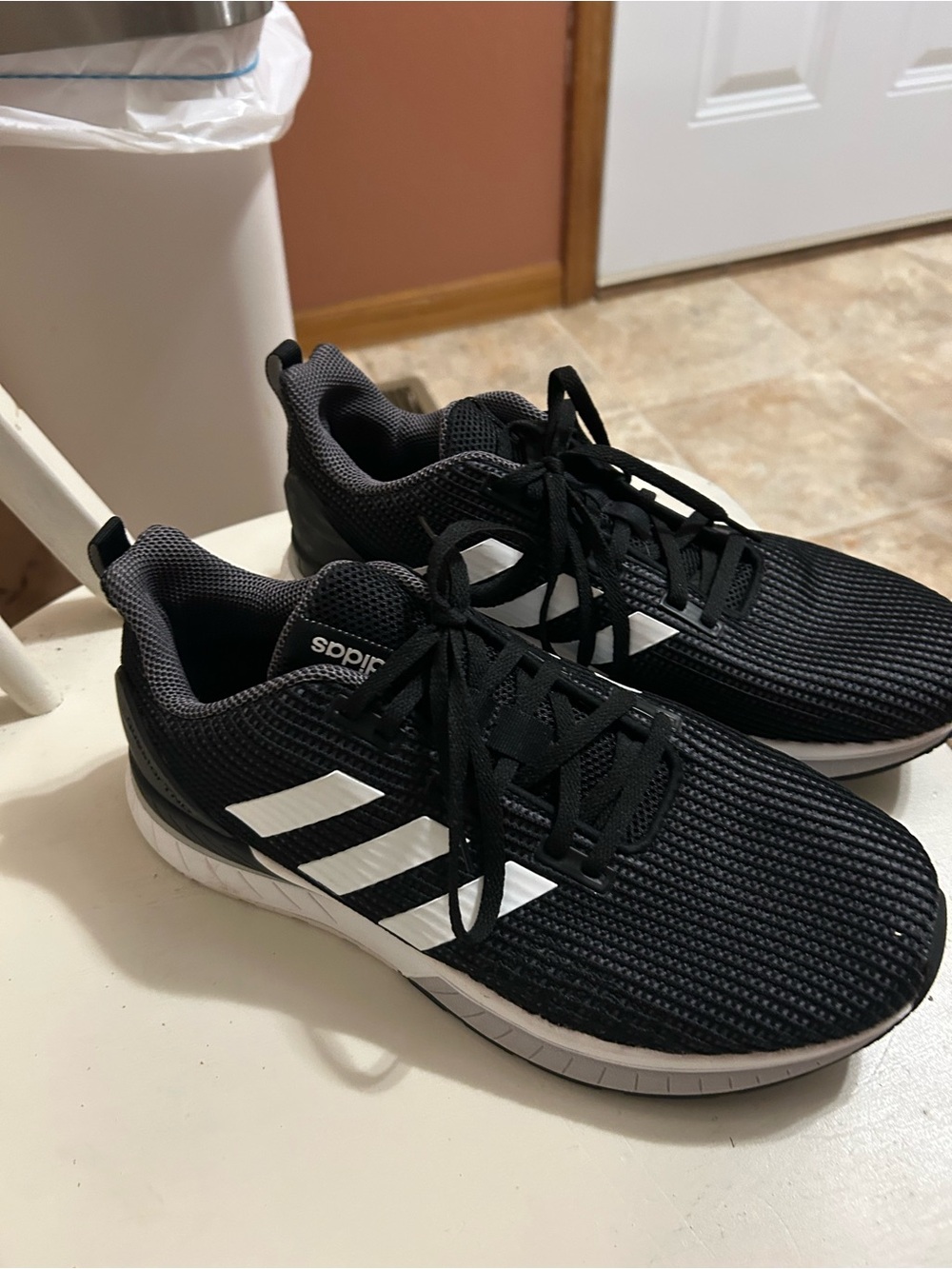 adidas Black and White Men’s Lightweight Knit Sneakers